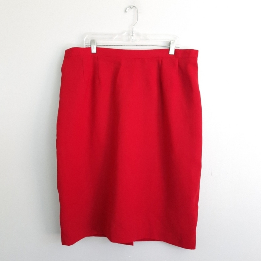 Red Mid Length Pencil Skirt